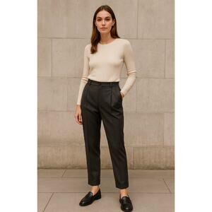 NEW Nili Lotan 8 High Rise Straight Leg WOOL Dress Pants $575 Crop Charcoal Gray